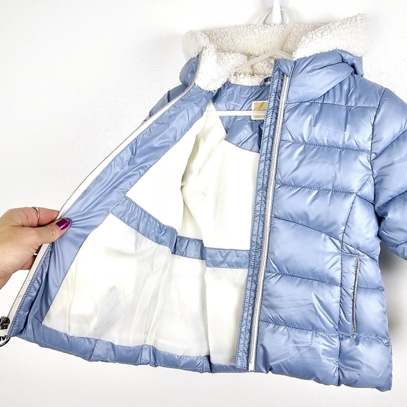 Michael Kors Chambray Blue Sherpa-Lined Puffer Coat NWT 2T - Picture 9 of 16